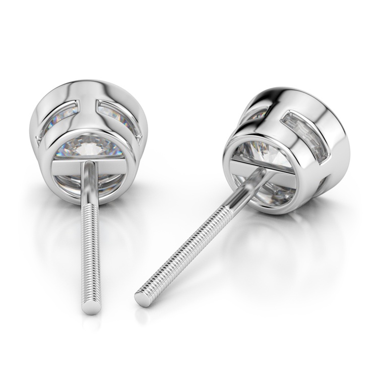 Bezel Diamond Stud Earrings in Platinum (3 ctw) | 02