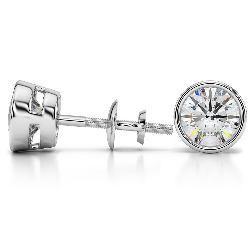 Bezel Diamond Stud Earrings in Platinum (4 ctw) | 03