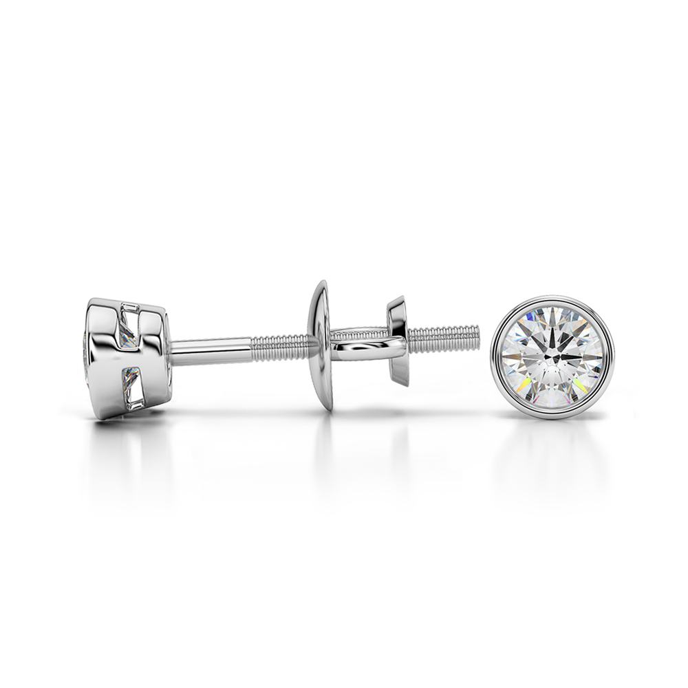 Bezel Diamond Stud Earrings in 14K White Gold (1/4 ctw) | 03
