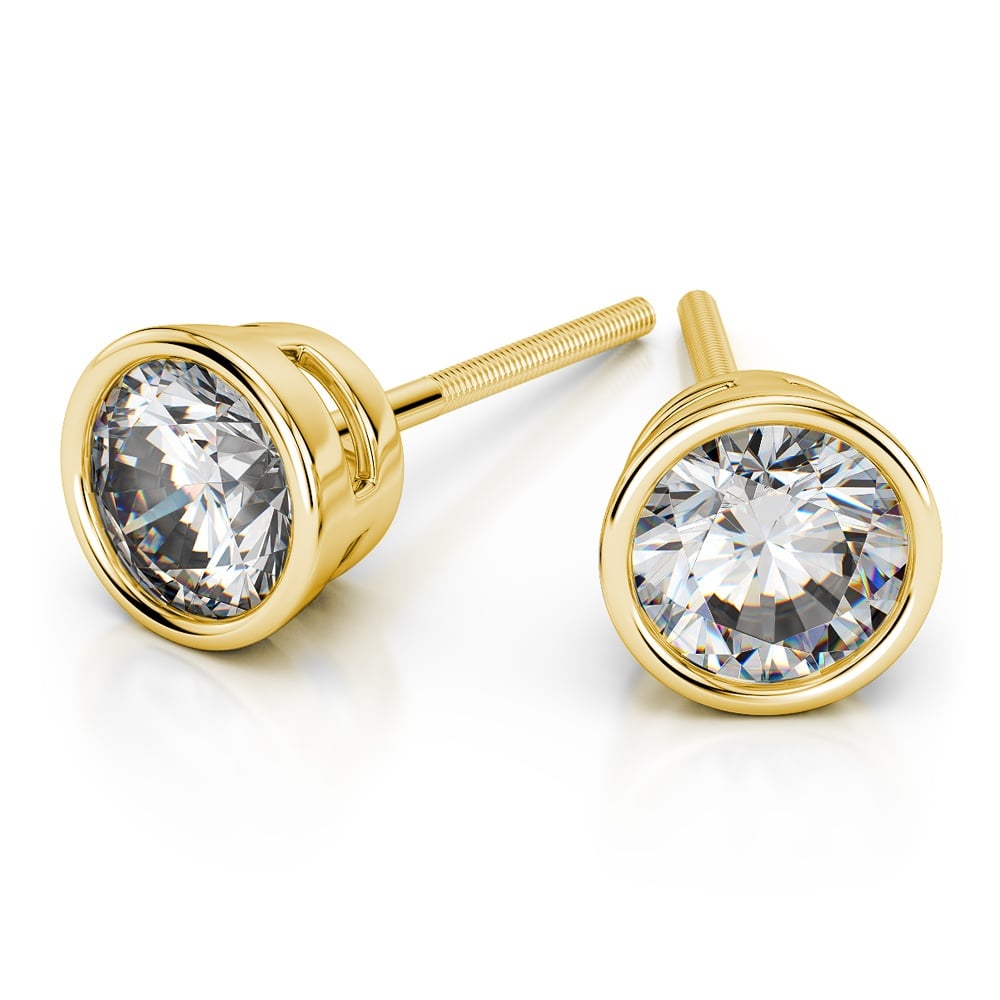 Bezel Diamond Stud Earrings in 14K Yellow Gold (1 1/2 ctw) | Zoom