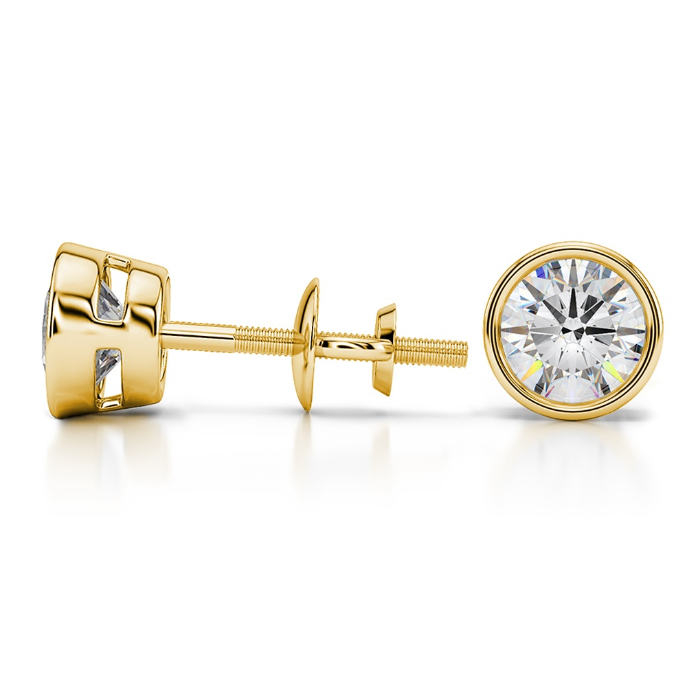 Bezel Diamond Stud Earrings in 14K Yellow Gold (1 1/2 ctw) | 03