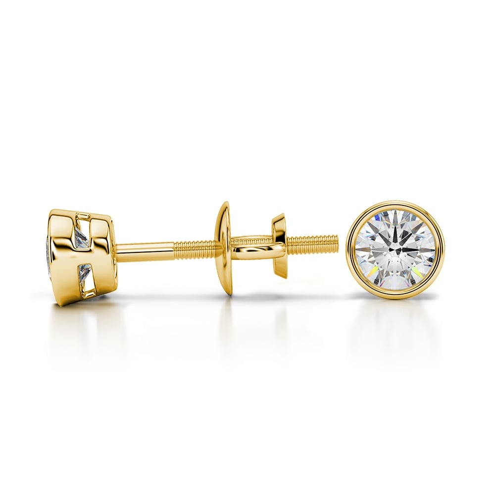 Bezel Diamond Stud Earrings in 14K Yellow Gold (1/3 ctw) | 03