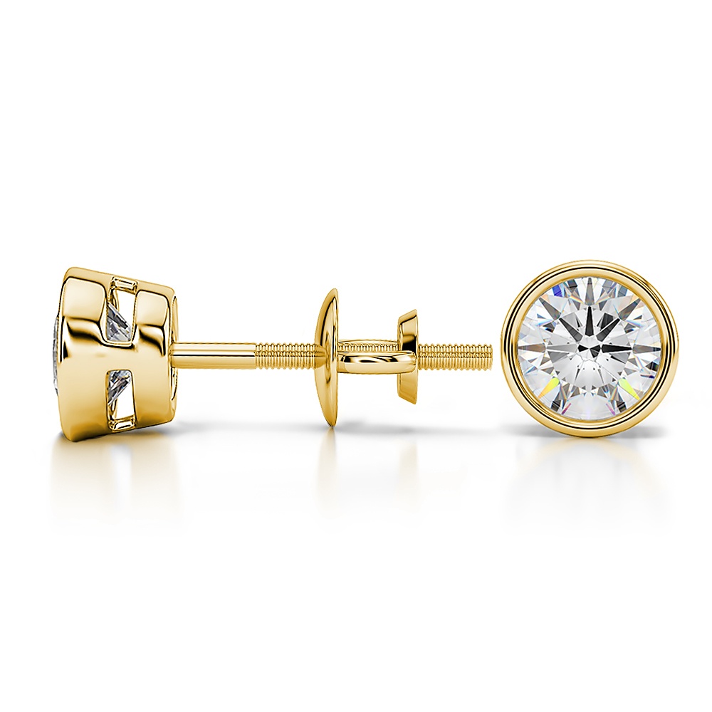 Bezel Diamond Stud Earrings in 14K Yellow Gold (1 ctw) | 03