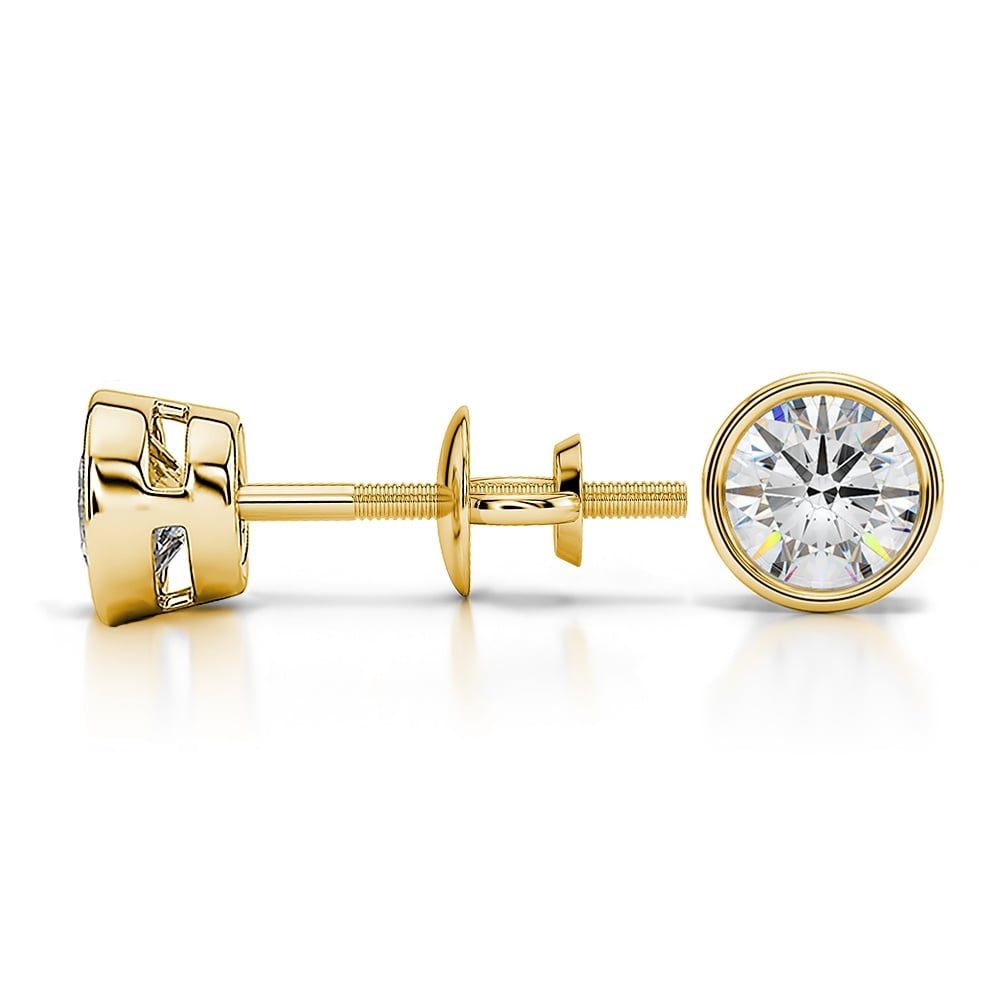 Bezel Diamond Stud Earrings in 14K Yellow Gold (3/4 ctw) | 03