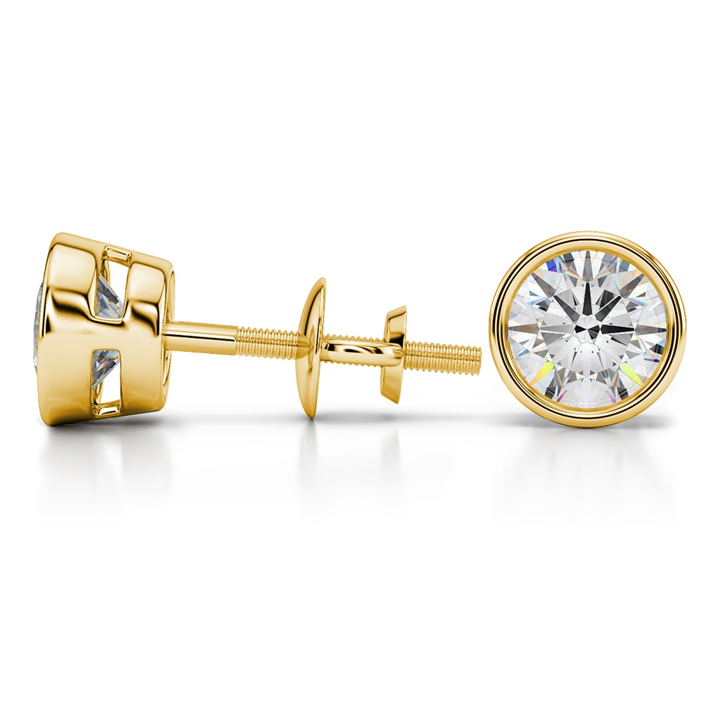 Bezel Diamond Stud Earrings in 14K Yellow Gold (3 ctw) | 03