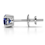 Blue Sapphire Round Gemstone Single Stud Earring In White Gold (5.9 Mm) | Thumbnail 01