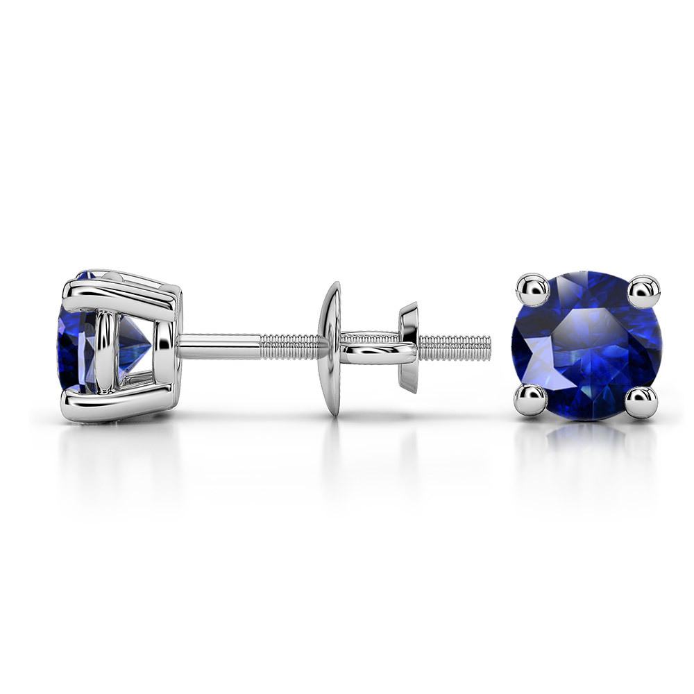 Blue Sapphire Stud Earrings In Platinum (5.1 mm) | 03