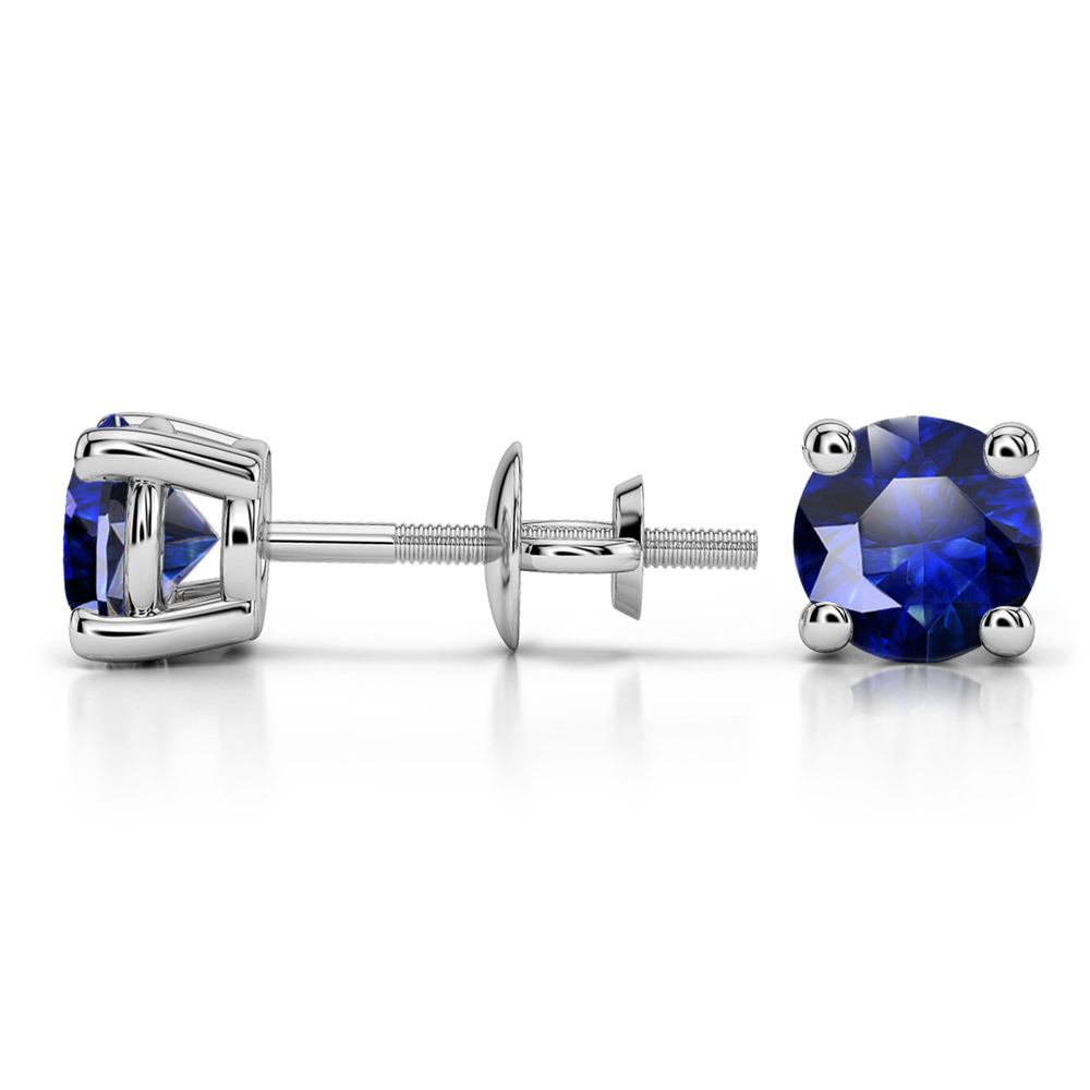 2 1/4 Ct Blue Sapphire Stud Earrings In White Gold (5.9 mm) | 03