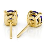 Large Blue Sapphire Stud Earrings In Yellow Gold (7.5 mm) | Thumbnail 01