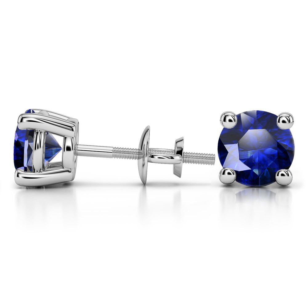 5 Carat Blue Sapphire Stud Earrings In Platinum (8.1 mm) | 03