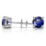 5 Carat Blue Sapphire Stud Earrings In White Gold (8.1 mm) | Thumbnail 01