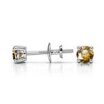 Citrine Round Gemstone Stud Earrings in Platinum (3.2 mm) | Thumbnail 01