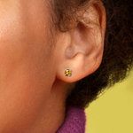 Citrine Round Gemstone Stud Earrings in White Gold (3.2 mm) | Thumbnail 01