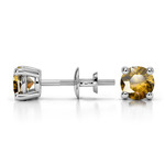 Citrine Round Gemstone Stud Earrings in White Gold (4.5 mm) | Thumbnail 01