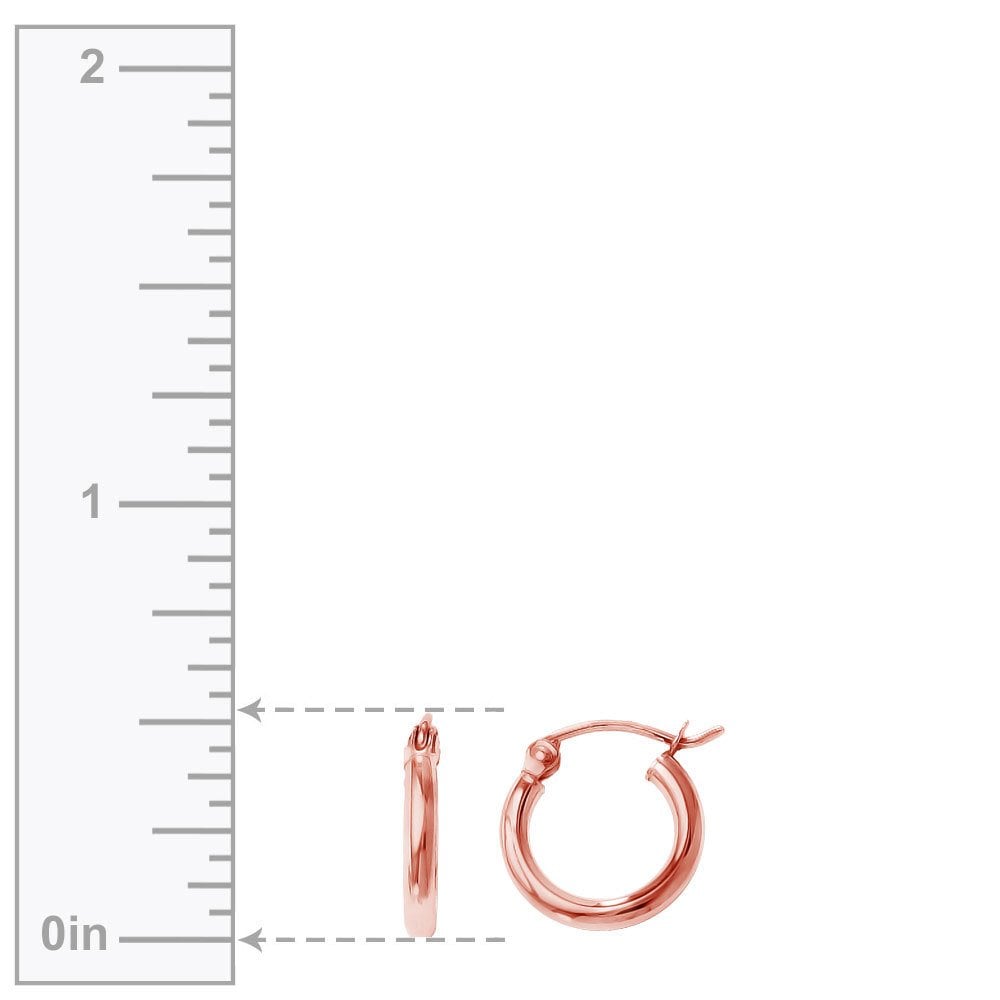 Small Rose Gold Hoop Earrings (12 mm) Classic Design | 03