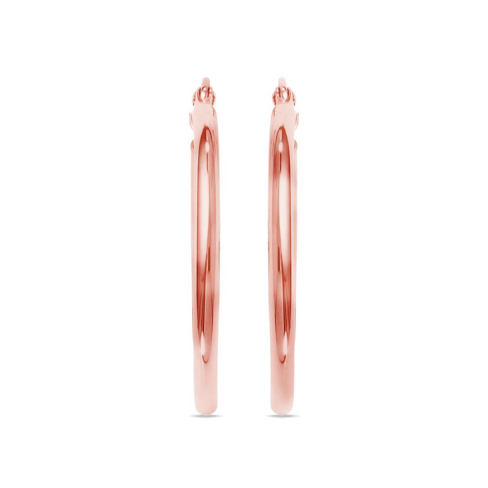 Medium Rose Gold Hoop Earrings (25 mm) Classic Design | 02