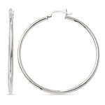 Large Classic Sterling Silver Hoop Earrings (52 mm) | Thumbnail 01