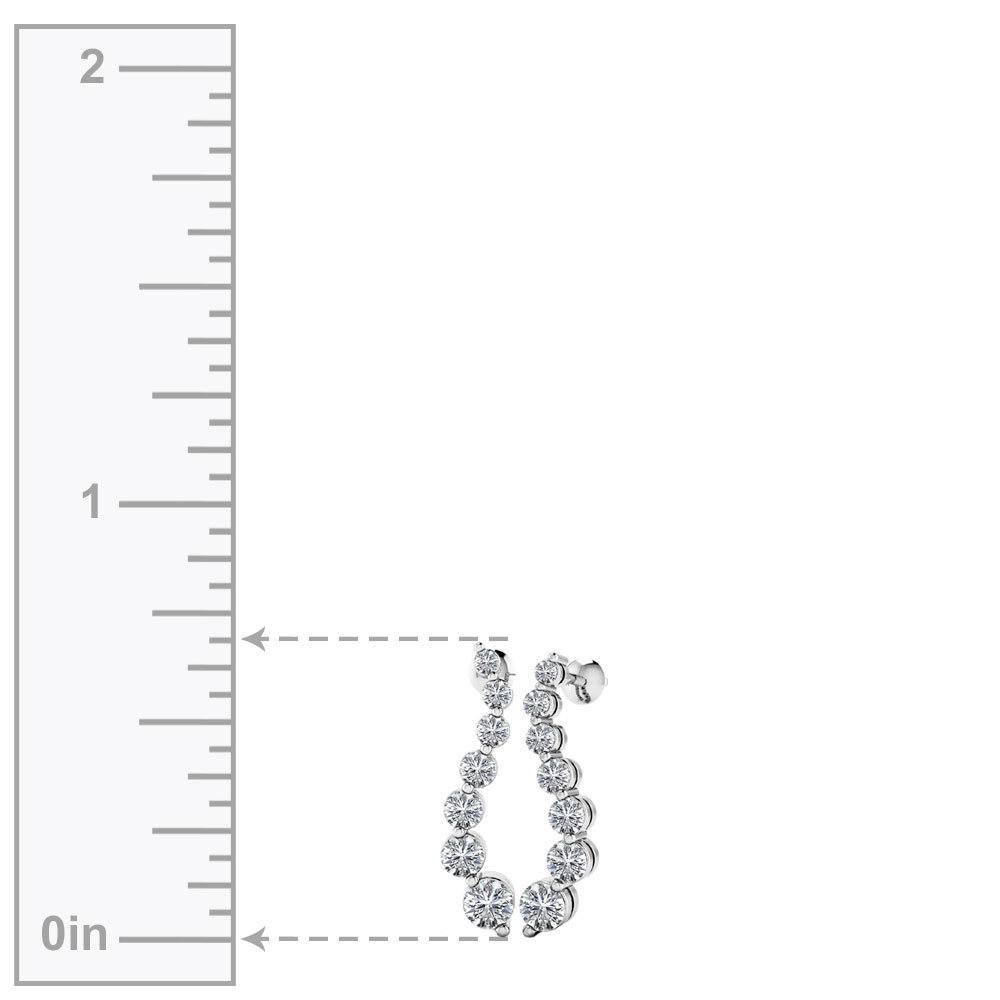 Diamond Drop Earrings In White Gold (1/2 ctw) - Curvy Design | 02