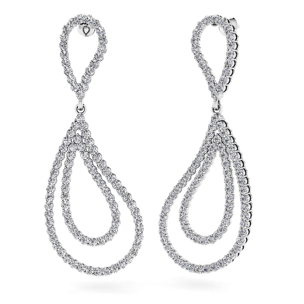 Teardrop Diamond Drop Earrings In 14K White Gold (1 Carat)