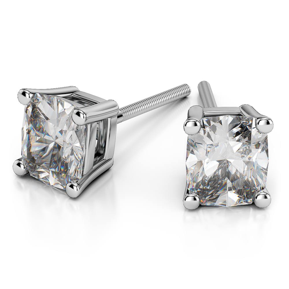 Cushion Cut Diamond Earrings In Platinum (1 Ctw) | Zoom