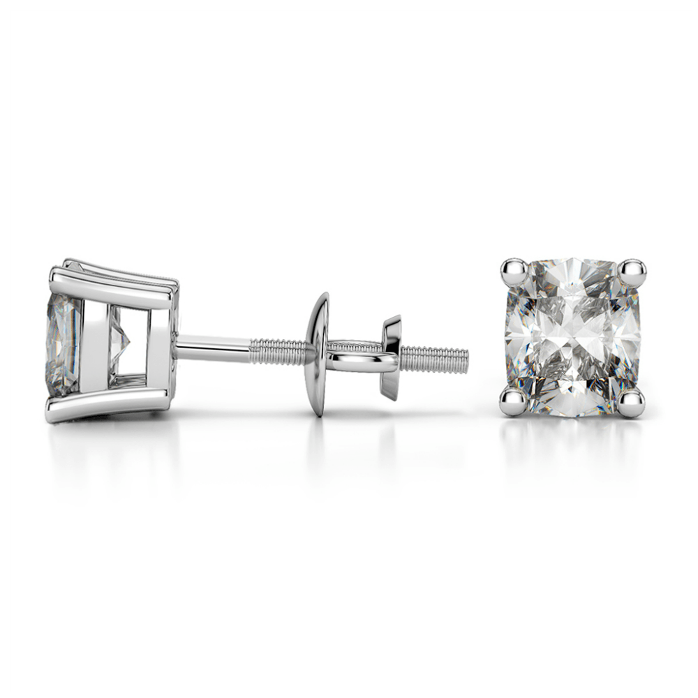 Cushion Cut Diamond Earrings In Platinum (1 Ctw) | 03