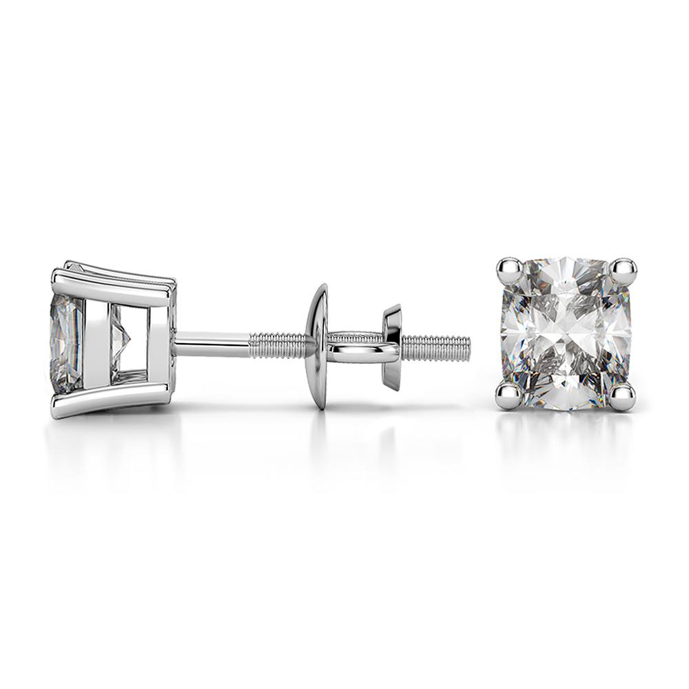 Platinum Cushion Cut Diamond Earrings (3/4 Ctw) | 03