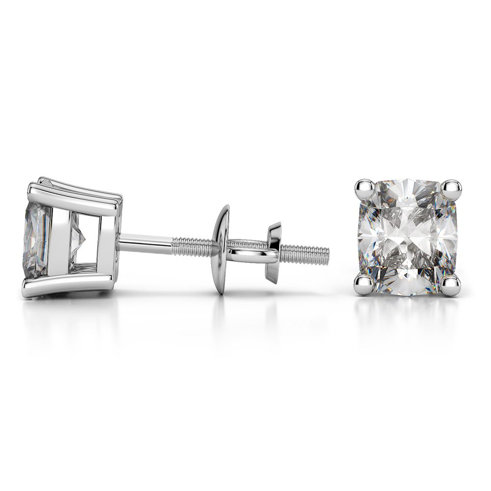 Cushion Diamond Stud Earrings in Platinum (4 ctw) | 03