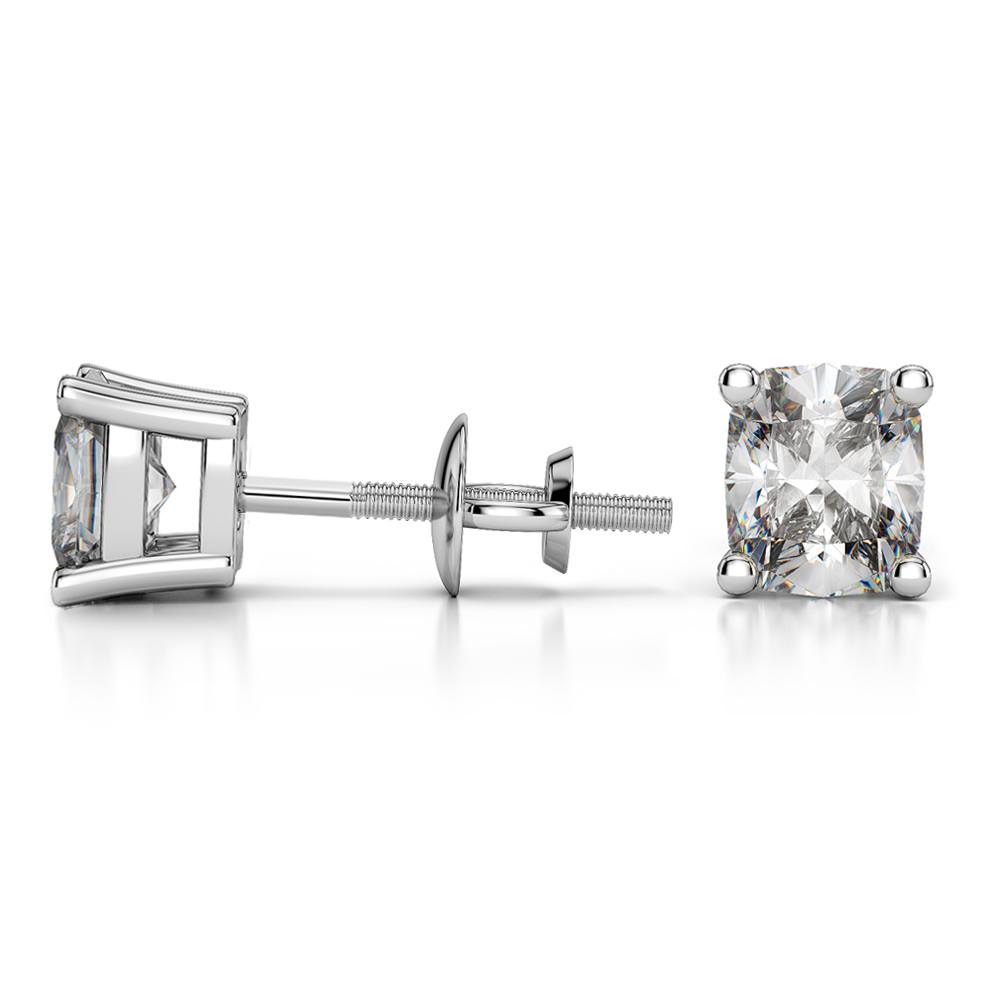 2 Ctw Cushion Cut Diamond Earrings In White Gold (14k or 18k) | 03