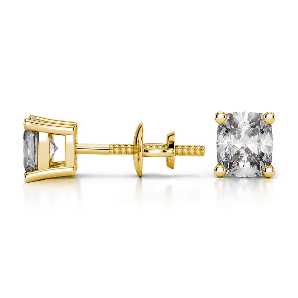 1/2 Carat Diamond Earrings In Yellow Gold (Cushion Cut) | 03