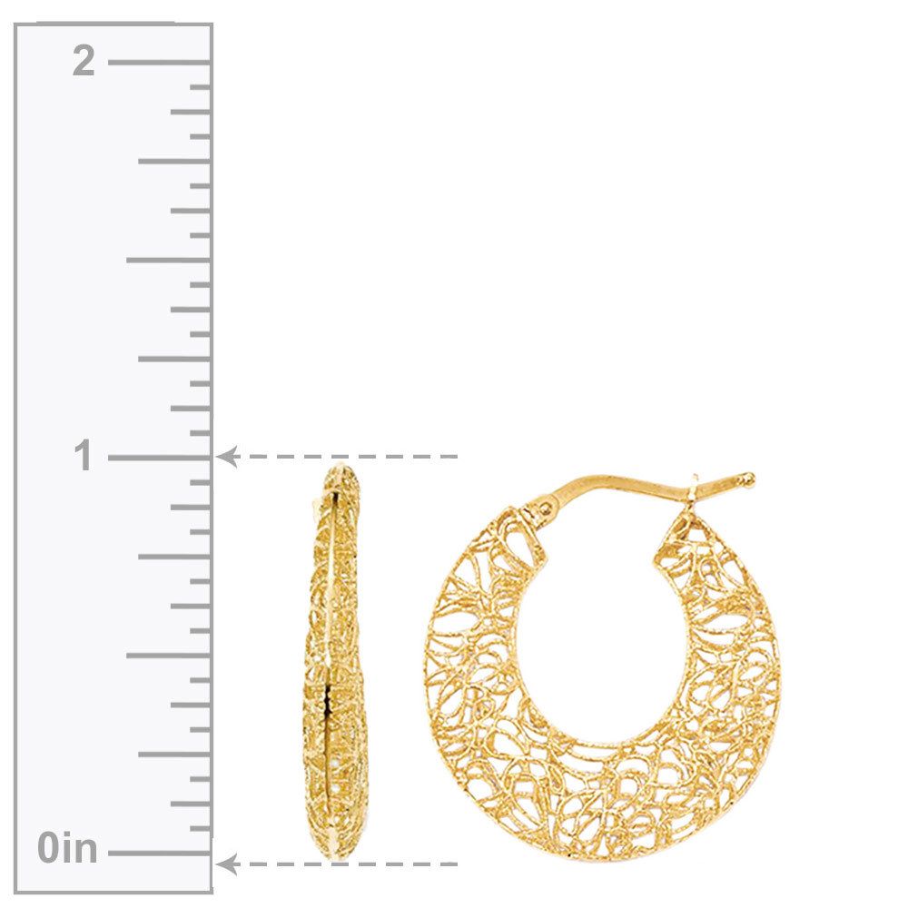 14k Gold Filigree Hoop Earrings