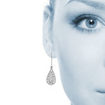 Diamond Cut Teardrop Earrings In 14K White Gold | Thumbnail 01