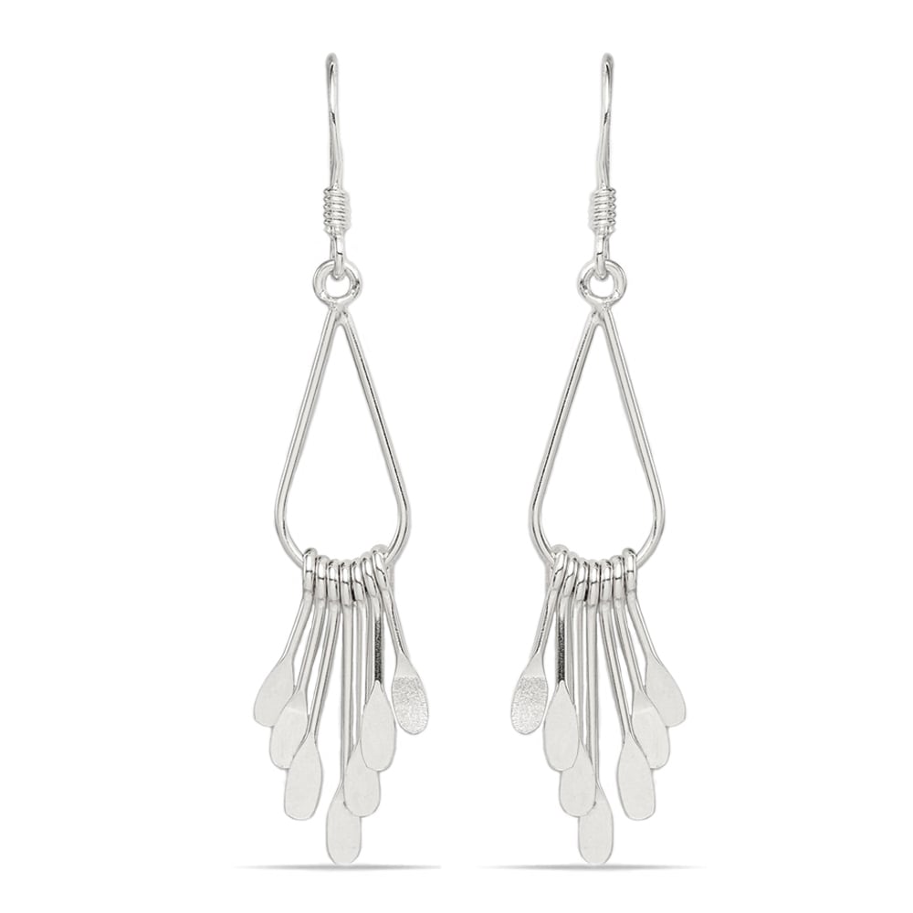 Elegant Fancy Dangle Earrings In Silver (Fringe Design) | 01