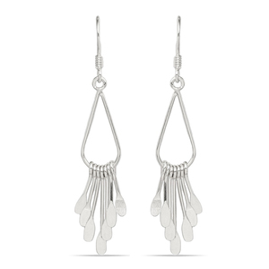 Elegant Fancy Dangle Earrings In Silver (Fringe Design)