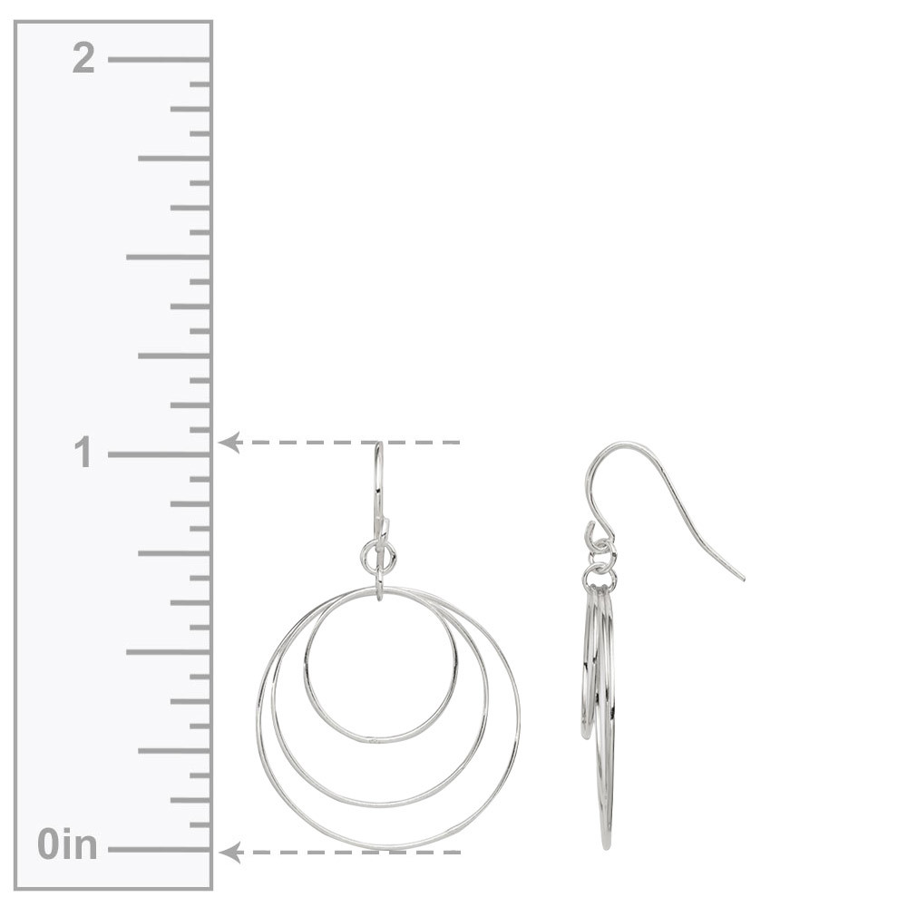 Fancy Triple Circle Dangle Earrings in Sterling Silver | 03