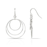 Fancy Triple Circle Dangle Earrings in Sterling Silver | Thumbnail 01