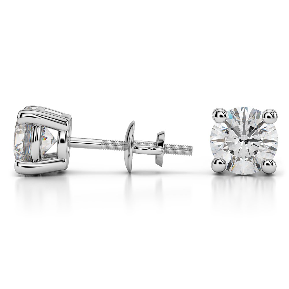 Four Prong Earring Settings (Round) in White Gold | 03