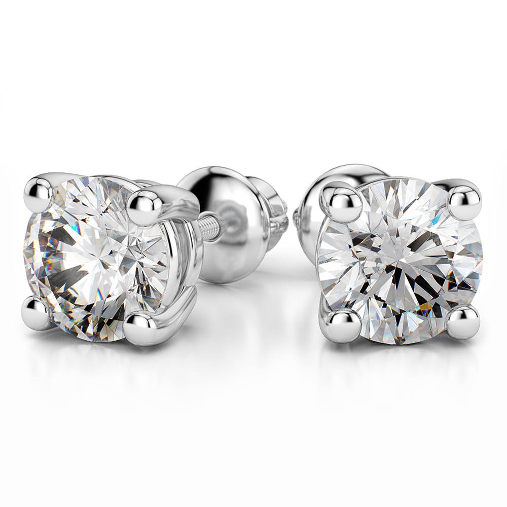 Four Prong Earring Settings (Round) in White Gold | 04