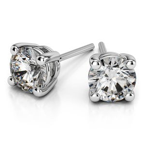 Four Prong Earring Settings (Round) in White Gold