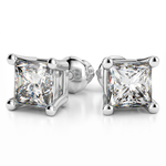 Four Prong Diamond Earring Settings (Square) in Platinum | Thumbnail 01