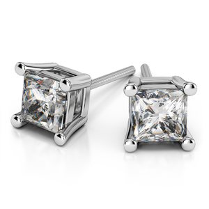 Four Prong Diamond Earring Settings (Square) in Platinum