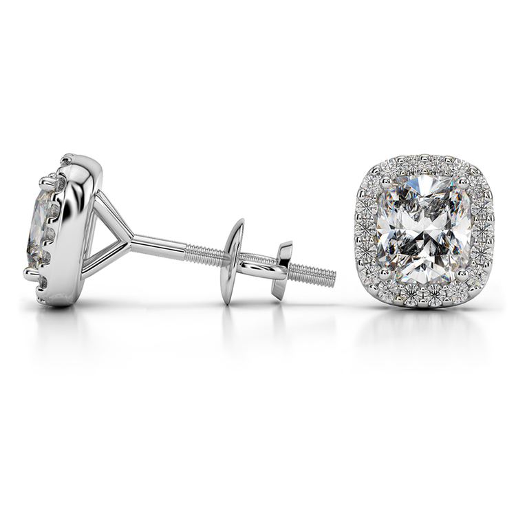Halo Cushion Diamond Earrings in Platinum (1 1/2 ctw) | 03