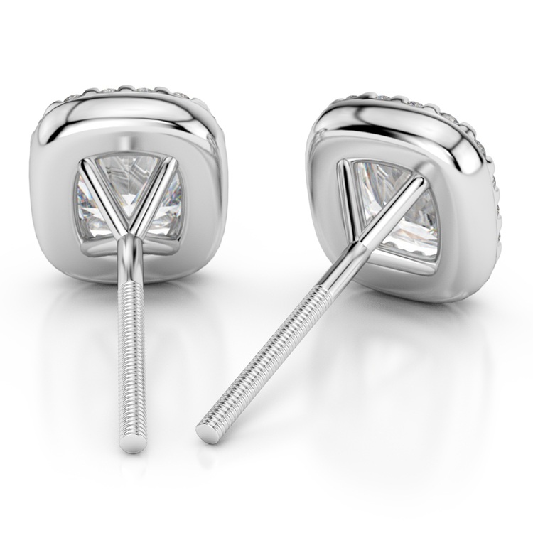 Halo Cushion Diamond Earrings in Platinum (1 ctw) | 02