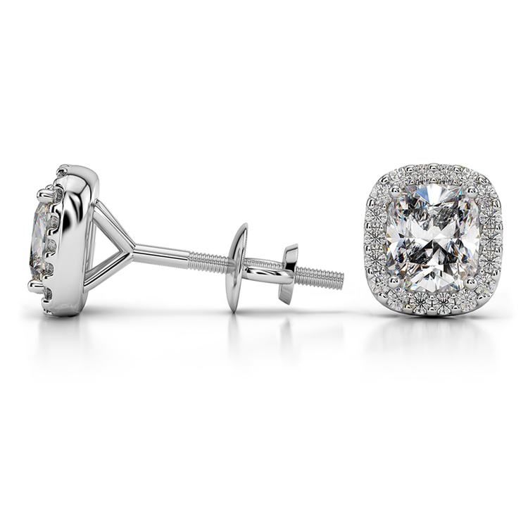 Halo Cushion Diamond Earrings in Platinum (1 ctw) | 03