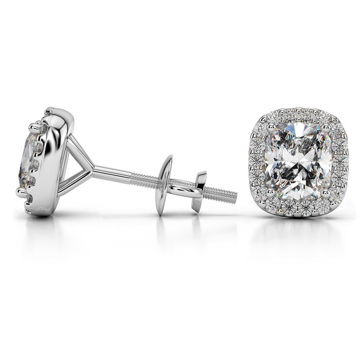 Halo Cushion Diamond Earrings in Platinum (2 ctw) | 03