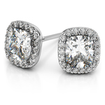 Halo Cushion Diamond Earrings in White Gold (1 ctw) | Thumbnail 01