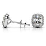 Halo Cushion Diamond Earrings in White Gold (2 ctw) | Thumbnail 01