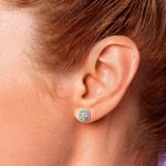 Halo Cushion Diamond Earrings in White Gold (2 ctw) | Thumbnail 01