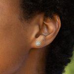 Halo Cushion Diamond Earrings in Yellow Gold (1 1/2 ctw) | Thumbnail 01