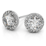 Diamond Halo Stud Earrings In White Gold (1/2 Ctw) | Thumbnail 01