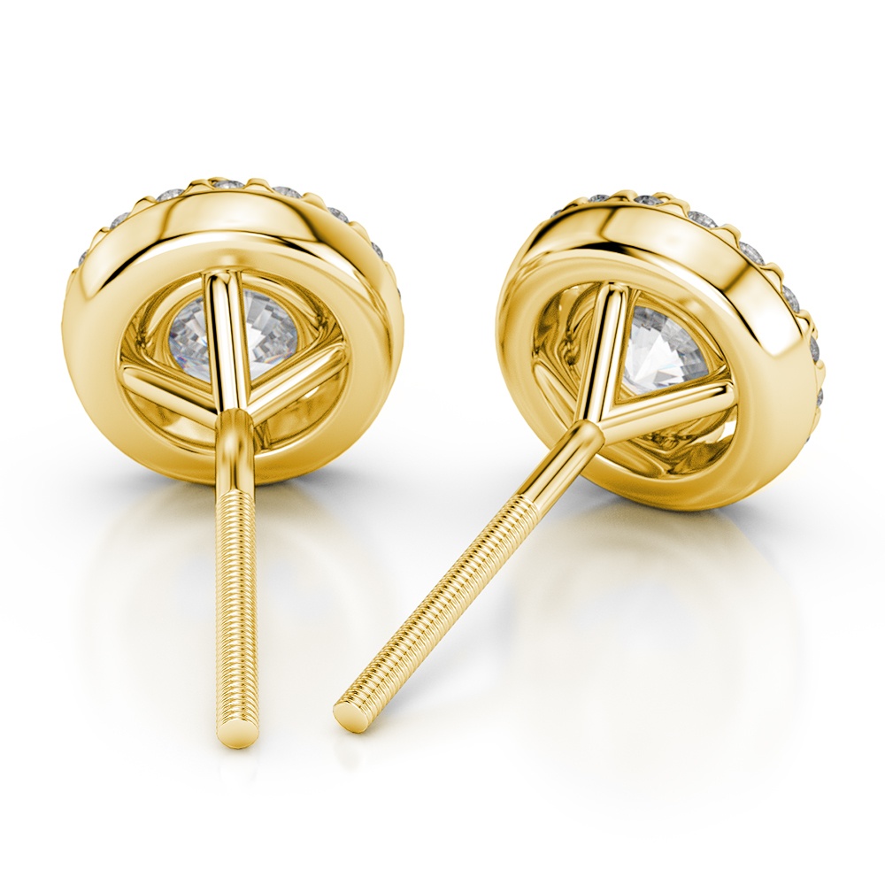 Halo Diamond Earrings in Yellow Gold (1 1/2 ctw) | 02
